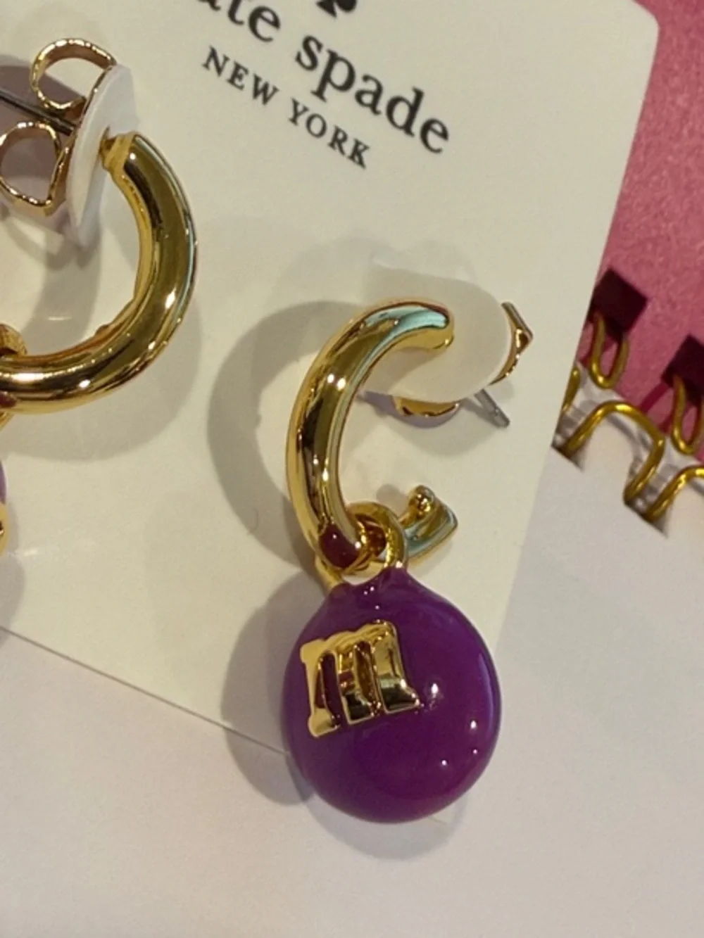 kate spade |♠️| Gold Plated Hoop M&M Huggie Earrings